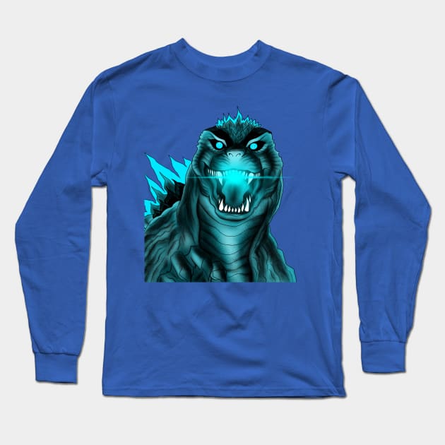 The kaiju godzilla goes radioactive Long Sleeve T-Shirt by jorge_lebeau